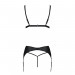 Комплект з екошкіри Passion Miley Set black L/XL: трусики, бюстгальтер, пояс для панчіх
