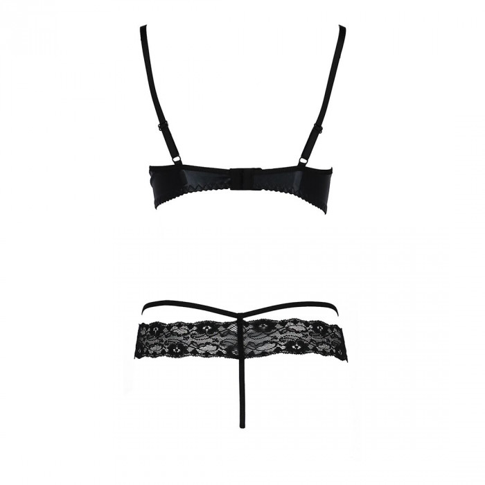 Комплект білизни NORTH SET black S/M - Passion Exclusive: ліф и трусики з елементами під латекс