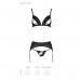 Комплект з екошкіри Passion Miley Set black XXL/XXXL: трусики, бюстгальтер, пояс для панчіх