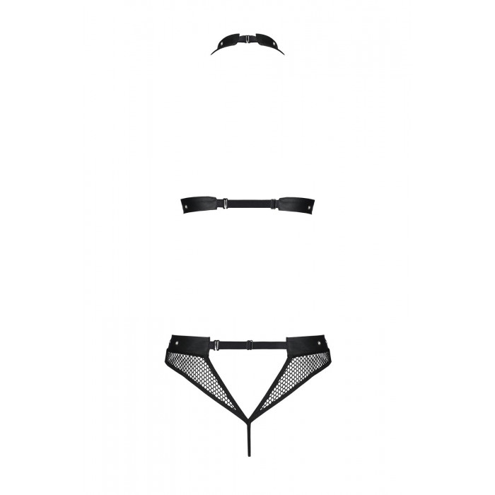 Белье с открытым доступом Passion MOONLIGHT SET L/XL black топ, стринги