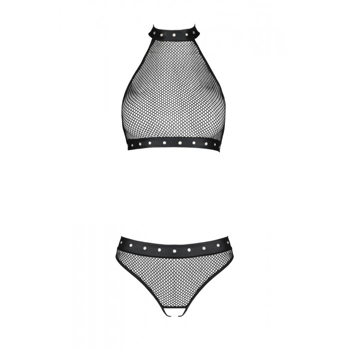 Белье с открытым доступом Passion MOONLIGHT SET S/M black, топ, стринги
