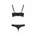 Комплект з екошкіри Passion Malwia Bikini 4XL/5XL black, з люверсами та ремінцями, бра, трусики