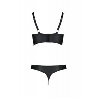Комплект з екошкіри Passion Malwia Bikini 6XL/7XL black, з люверсами та ремінцями, бра, трусики Комплект з екошкіри Passion Malwia Bikini 6XL/7XL black, з люверсами та ремінцями, бра, трусики
