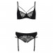 Комплект білизни PAULINE SET black L/XL Passion: стрепи: ліф, стрінги і пояс для панчох