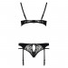 Комплект білизни PAULINE SET black L/XL Passion: стрепи: ліф, стрінги і пояс для панчох