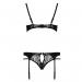 Комплект белья PAULINE SET black S/M - Passion: стрэпы: лиф, стринги и пояс для чулок
