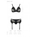 Комплект белья Passion NESSY SET L/XL black, бюстгальтер, пояс для чулок, стринги