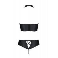 Комплект з екошкіри Passion Nancy Bikini 4XL/5XL black, бра та трусики з імітацією шнурівки Комплект з екошкіри Passion Nancy Bikini 4XL/5XL black, бра та трусики з імітацією шнурівки