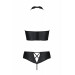 Комплект з екошкіри Passion Nancy Bikini 4XL/5XL black, бра та трусики з імітацією шнурівки