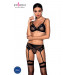 Комплект белья Passion NESSY SET XXL/XXXL black, бюстгальтер, пояс для чулок, стринги