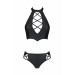 Комплект з екошкіри Passion Nancy Bikini 6XL/7XL black, бра та трусики з імітацією шнурівки