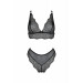 Комплект білизни Passion Amberly Set 4XL/5XL black, ліф, трусики бразиліана, люрексова нитка