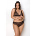 Комплект білизни Passion Amberly Set 4XL/5XL black, ліф, трусики бразиліана, люрексова нитка