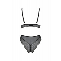 Комплект білизни Passion Amberly Set 6XL/7XL black, ліф, трусики бразиліана, люрексова нитка