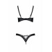 Комплект з екошкіри Passion Celine Bikini 6XL/7XL black, відкритий бра, стрінги зі шнурівкою