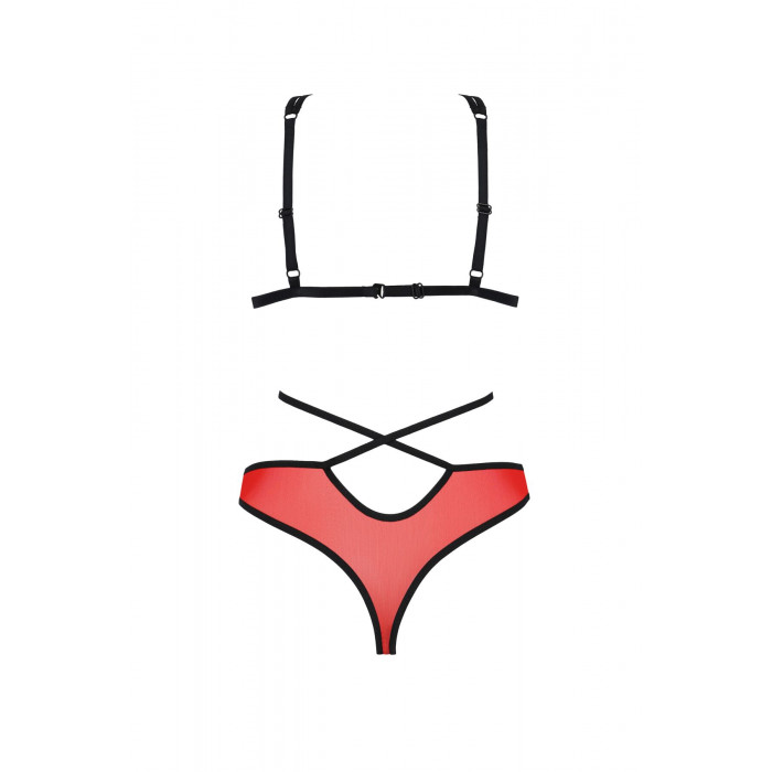 Комплект белья Passion PEONIA SET XXL/XXXL red, бра, трусики