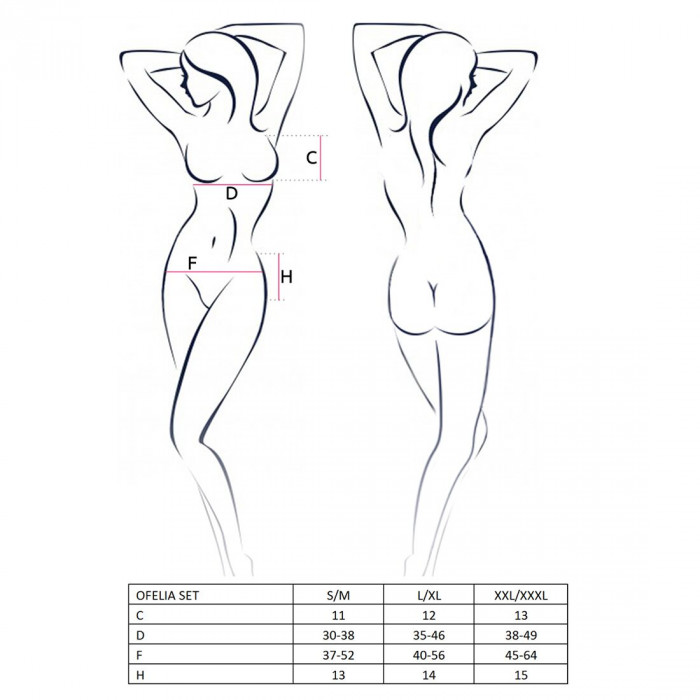 Комплект білизни OFELIA SET OpenBra white L/XL - Passion: стрінги, відкритий ліф, широкий пояс