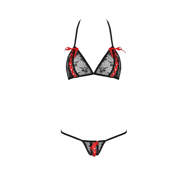 Комплект білизни MELISSA BIKINI black L/XL - Passion: ліф зі шнурівкою і трусики стрінги