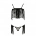 Комплект білизни KASSANDRA SET OpenBra black XXL/3XL - Passion Exclusive: ліф з бахроми, трусики-спі