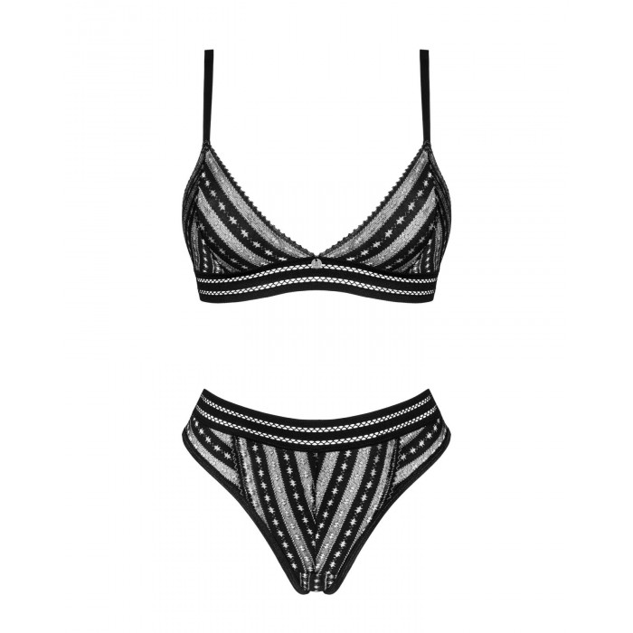 Комплект білизни Obsessive Natilya 2-pcs set M/L, black, бюстгальтер, трусики