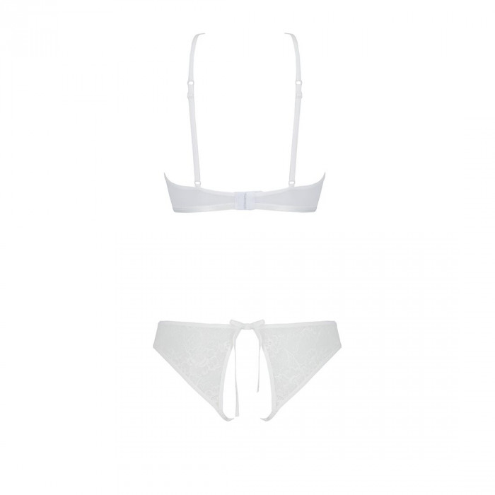 Комплект: бра, трусики з ажурним декором та відкритим кроком Ursula Set white S/M — Passion
