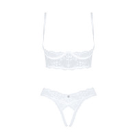 Эротический комплект Obsessive Heavenlly 2-pcs cupless set XS/S, открытая грудь, с доступом