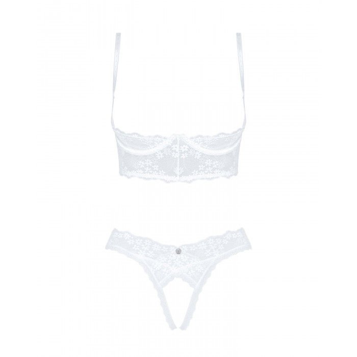 Эротический комплект Obsessive Heavenlly 2-pcs cupless set XS/S, открытая грудь, с доступом