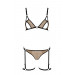 Эротический комплект нижнего белья Passion GABI SET L/XL beige, трусики с гартерами
