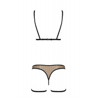 Эротический комплект нижнего белья Passion GABI SET L/XL beige, трусики с гартерами