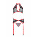 Комплект белья Passion SATARA SET XXL/XXXL red, топ, пояс для чулок, стринги