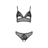 Комплект: бралет з ажурним ліфом та відкритими трусиками Christa Set with Open Bra black L/XL — Pass Комплект: бралет з ажурним ліфом та відкритими трусиками Christa Set with Open Bra black L/XL — Pass