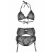 Кружевной комплект со стразами Leg Avenue Bright Lights Rhinestone S (трусики, бра, пояс для чулок)