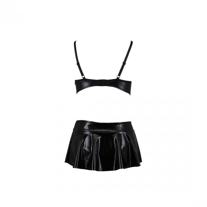 Комплект білизни під латекс DEBY SET black XXL/XXXL - Passion: ліф, міні-спідничка, стрінги