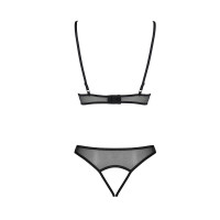 Комплект: бралет з ажурним ліфом та відкритими трусиками Christa Set with Open Bra black S/M — Passi Комплект: бралет з ажурним ліфом та відкритими трусиками Christa Set with Open Bra black S/M — Passi