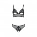 Комплект: бралет з ажурним ліфом та відкритими трусиками Christa Set with Open Bra black S/M — Passi