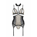 Корсет с открытой грудью Passion DOMINICA CORSET L/XL beige, пажи для чулок, стринги