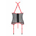 Корсет с пажами Passion SATARA CORSET XXL/XXXL red, стринги, кружево, застежки спереди и сзади