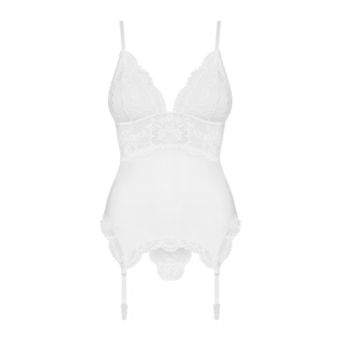 Obsessive 810-COR-2 corset & thong white S/M