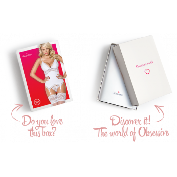 Obsessive 810-COR-2 corset & thong white S/M