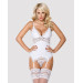 Сатиновий мереживний корсет Obsessive 810-COR-2 babydoll & thong L/XL, білий, корсет, танга