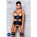 Корсет с открытой грудью Passion JANNIES CORSET L/XL black, стринги в наборе