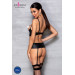 Корсет с открытой грудью Passion JANNIES CORSET L/XL black, стринги в наборе