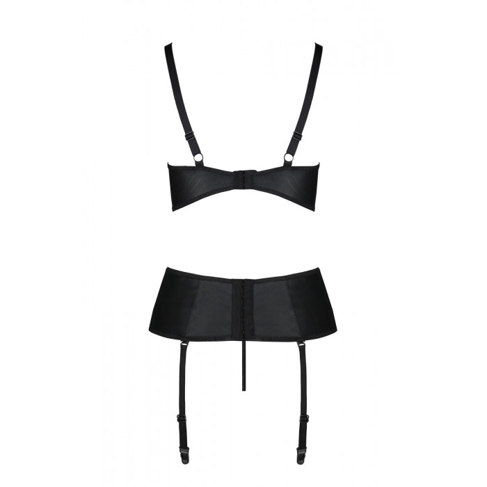 Корсет с открытой грудью Passion JANNIES CORSET L/XL black, стринги в наборе