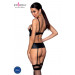 Корсет с открытой грудью Passion JANNIES CORSET XXL/XXXL black, стринги в наборе