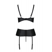 Корсет с открытой грудью Passion JANNIES CORSET XXL/XXXL black, стринги в наборе