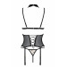 Корсет с открытой грудью Passion DOMINICA CORSET S/M beige, пажи для чулок, стринги