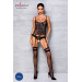 Корсет со шнуровкой Passion NESSY CORSET L/XL black, стринги с открытым доступом, пажи для чулок