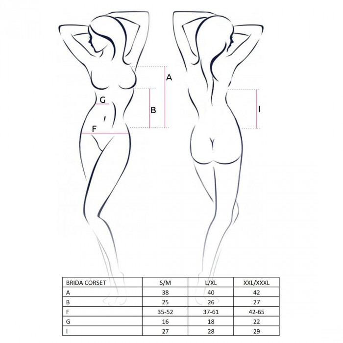 Корсет з пажами BRIDA CORSET red L/XL - Passion Exclusive, трусики, шнурівка