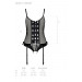 Корсет со шнуровкой Passion NESSY CORSET XXL/XXXL black, стринги с открытым доступом, пажи для чулок
