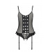 Корсет со шнуровкой Passion NESSY CORSET XXL/XXXL black, стринги с открытым доступом, пажи для чулок